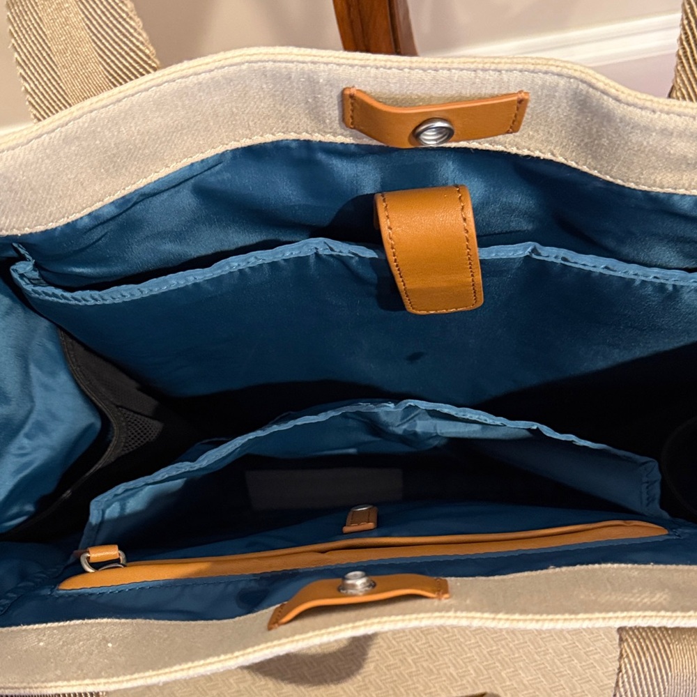 Ted Baker Light Tan Canvas Tote with Brown Accents - Picture 3 of 6